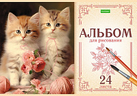 Альбом для рисования 24 листа скрепка А4 Hatber ECO На Мягких Лапках обложка из плотной офсетной бумаги 120 гр  086132