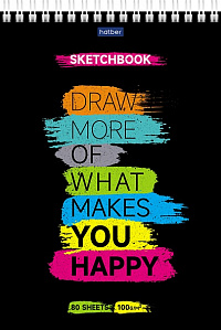 Блокнот SKETCHBook А5 80 листов Hatber без линовки жёсткая подложка на гребне 100 гр/м Рисуй и Мечтай  077585