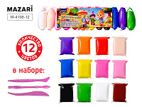 Пластилин СУПЕР ЛЁГКИЙ Mazari 12 цветов 13 грамм со стеками  M-4198-12