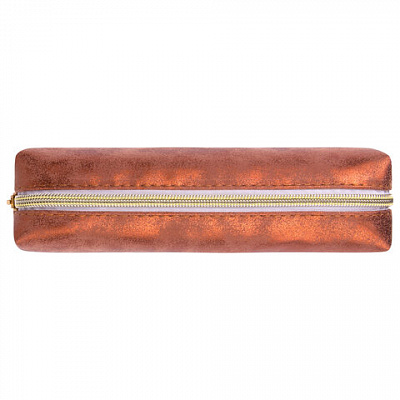 Пенал-косметичка BRAUBERG, экокожа, "Luxury", с эффектом позолоты, бронзовый, 21х5х6 см, 228996
