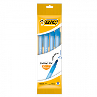 Ручки шариковые BIC "Round Stic", НАБОР 4 шт., СИНИЕ, узел 1 мм, линия письма 0,32 мм, пакет, 944176