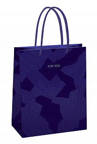 Пакет подарочный 18*23*10см MESHU "Blue pattern", выборочный лак, матовая ламинация