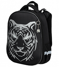 Ранец BRAUBERG SHINY, 2 отделения, с брелком, "Tiger", СВЕТЯЩИЙСЯ РИСУНОК, 38х28х14 см, 270698