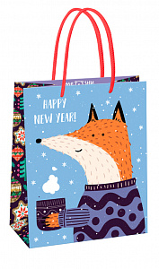 Пакет подарочный 18*23*10см MESHU "Hygge fox",  матовая ламинация