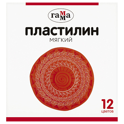 Пластилин Гамма, 12 цветов, 240г, со стеком, картон. упаковка