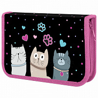 Пенал ЮНЛАНДИЯ, 1 отделение, картон с эффектом soft-touch, 19х11 см, Cat squad, 273493