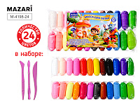 Пластилин СУПЕР ЛЁГКИЙ Mazari 24 цвета 13 грамм брусок со стеками  M-4198-24