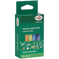 Мелки школьные Гамма, цветные, 10шт., мягкие, треугольные, картонная упаковка, европодвес