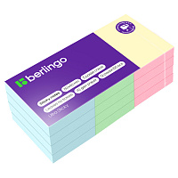 Самоклеящийся блок Berlingo "Ultra Sticky", 50*40мм, 12 блоков по 100л., 3 пастельных цвета