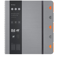Бизнес-тетрадь А4+, 80л., Berlingo "Steel&Style Pro", клетка, на гребне, 80г/м2, перфорация, разделители, линейка, закладка, серебристый металлик