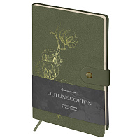 Записная книжка А5 80л., ЛАЙТ, кожзам, Greenwich Line "Outline. Cotton", с замком, тиснение фольгой, внутренний карман, блок в точку