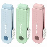 Ластики выдвижные BRAUBERG "Slider Mini", НАБОР 3 ШТ, 68х12х8мм, пастельные цвета, блистер, 271992