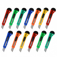 Нож канцелярский 18 мм КОМПЛЕКТ "10 шт + 3 шт В ПОДАРОК", фиксатор, STAFF EVERYDAY, 238771