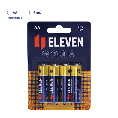 Батарейка Eleven SUPER AA (LR6) алкалиновая, BC4