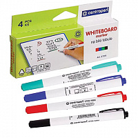 Маркеры для доски НАБОР 4 ЦВЕТА CENTROPEN "Dry-Wipe", круглый наконечник, 1,8 мм, 2709/4, 527090405