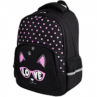 Рюкзак BRAUBERG SOFT, 2 отделения, 3 кармана, Cool cat, СВЕТЯЩИЙСЯ, 40х31х15 см, 273118