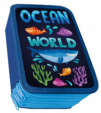 Пенал 3 отделения тканевый торец Пчелка OCEAN WORLD 190*105  ПО-110