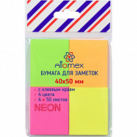 Самоклеящийся блок ATTOMEX 40*50 мм, 200л., 4 неоновых цвета  2010200