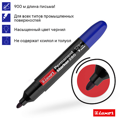 Маркер перманентный Luxor "280" синий, пулевидный, 1-3мм