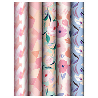 Упаковочная бумага глянц. 70*100см, MESHU "Floral mood", 80 г/м2, ассорти, 5 дизайнов