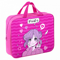 Папка на молнии с ручками BRAUBERG KIDS А4, 1 отделение, полиэстер, 80мм, Anime style, 272121