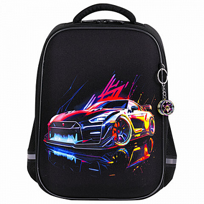 Ранец BRAUBERG LIGHT, 1 отделение, с брелком, "Neon drift", 36х26х13 см, 272027