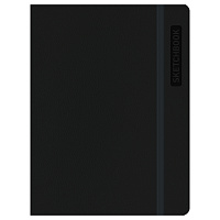 Скетчбук для акварели 40л., А5 BG "Bright. Black", кожзам, на резинке, 200г/м2
