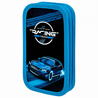 Пенал ЮНЛАНДИЯ, 2 отделения, картон с эффектом soft-touch, 19х11 см, Speed race, 272264