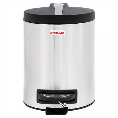 Ведро-контейнер для мусора (урна) с педалью LAIMA "Modern", 5 л, матовое, нержавеющая сталь, 606301