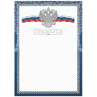 Грамота А4, BG, мелованный картон, конгрев, тиснение фольгой, синяя