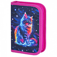 Пенал BRAUBERG, 1 отделение, полиэстер, 21х14 см, Space cat, 273518