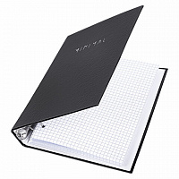 Тетрадь на кольцах А5 175х215мм, 120л, твердый картон, клетка, BRAUBERG, Black minimal, 404713
