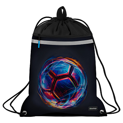 Мешок для обуви 1 отделение Berlingo "Cyber Football", 400*480мм, вентиляционная сеточка , светоотражающая лента, карман на молнии