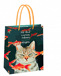 Пакет подарочный 18*23*10см MESHU "Moody cat",  глянцевая ламинация