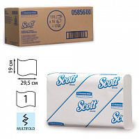 Полотенца бумажные 110 шт., KIMBERLY-CLARK Scott, комплект 16 шт., Slimfold, белые, 29,5х19 см, М-fold, диспенсер 601535, 5856