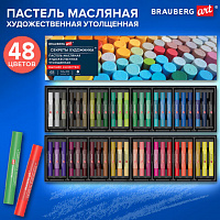 Пастель масляная BRAUBERG ART "Секреты художника", УТОЛЩЕННАЯ, 48 цветов, круглое сечение, 182102