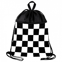 Мешок для обуви BRAUBERG БОЛЬШОЙ, с ручкой, карман на молнии, сетка, 49х41 см, Black and white, 273452