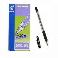 Ручка шариковая масляная с грипом PILOT 1,0 мм ЧЕРНАЯ корпус прозрачный  BPS-GP-M-B