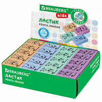 Ластик BRAUBERG KIDS "Школьный", 26х17х7мм, прямоугольный, пастельные цвета ассорти, 271991
