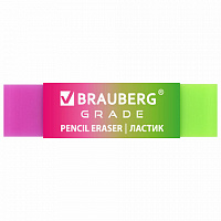 Ластик BRAUBERG GRADE, 60х15х10мм, картонный держатель, цвет ассорти, 271997