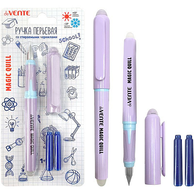 Ручка перьевая deVENTE Magic Quill,3 сменных баллончика синие 0,8 мл, СТИРАЕМАЯ  5100504
