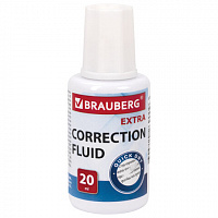 Корректирующая жидкость BRAUBERG EXTRA быстросохнущая, 20 мл, с кисточкой, 229397