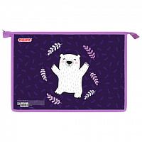 Папка для тетрадей ПИФАГОР А4, 1 отделение, картон/пластик, на молнии, Happy bear, 272126