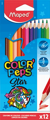 Карандаши цветные трёхгранные MAPED Color Peps 12 цветов европодвес  183212