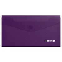 Папка-конверт на кнопке Berlingo "Soft Touch", C6, 200мкм, софт-тач, фиолетовая