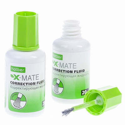 Штрих корректор с кисточкой на химической основе X-Mate 20 мл Hatber  071178