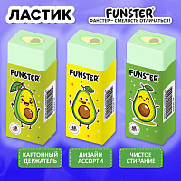 Ластик FUNSTER AVOCADO, 51х21х16мм, ЭКО-ПВХ, прямоугольный, картонный рукав, ассорти, 272723
