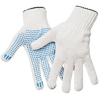 Перчатки х/б 10 класс OfficeClean, эконом, с точечным ПВХ, 4 нити, белый, (40-42г), 116 текс