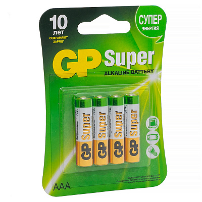 Батарейка GP Super AAA (LR03) 24A алкалиновая, BC4