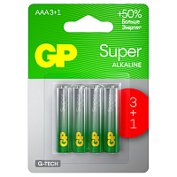 Батарейка GP Super G-Tech AAA (LR03) 24A алкалиновая, BC4 (промо 3+1)